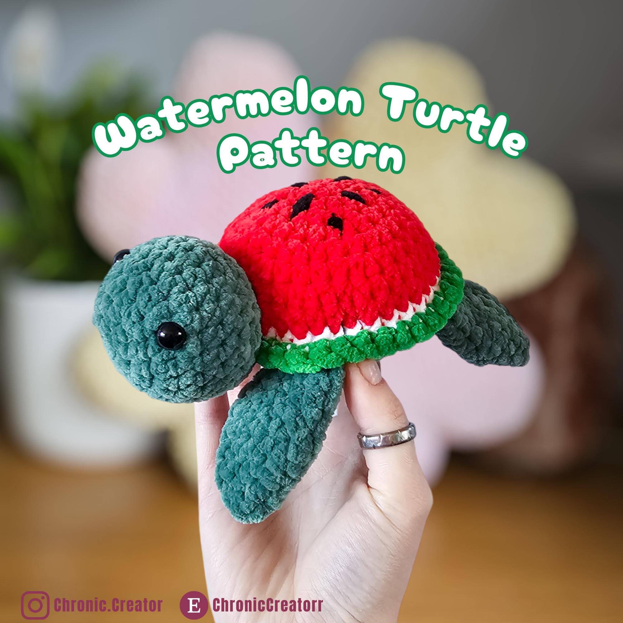 Juicy Watermelon Turtle Crochet Pattern PDF