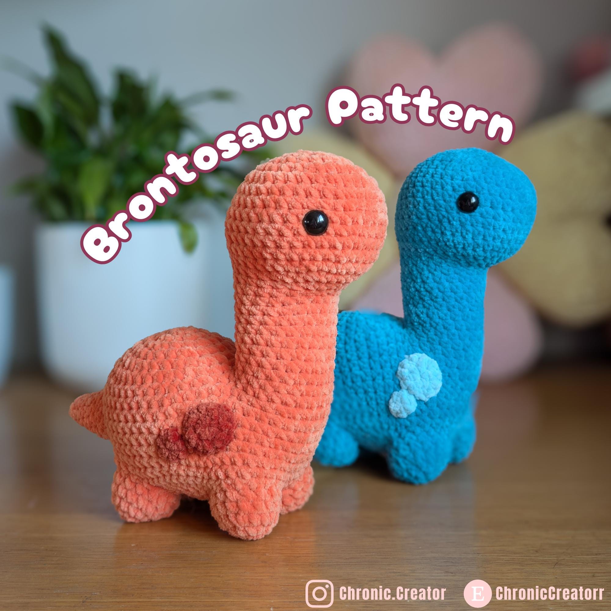 Bronty the Brontosaurus Low-Sew Crochet Pattern PDF